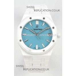 Royal Oak 15500 Tiffany Blue Dial White Ceramic Super Clone Watch 