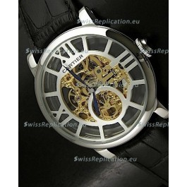 Cartier Ronde de Japanese Replica Watch in Skelton Gold Dial