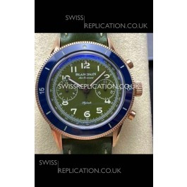 Blancpain Air Command Rose Gold Casing Blue Bezel Super Clone Watch 