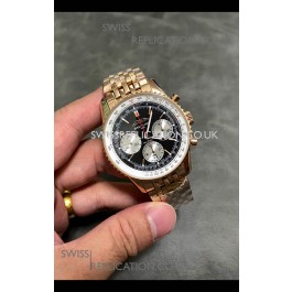 Breitling Navitimer B01 43MM Rose Gold Black Dial Super Clone Watch 