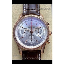 Breitling Navitimer B01 43MM Rose Gold Steel Dial Super Clone Watch 