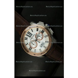 Calibre De Cartier Chronograph Japanese Replica Watch in Two Tone