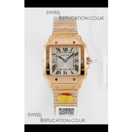 Cartier Santos Swiss Quartz 27MM Rose Gold Super Clone Watch 