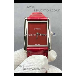 Cartier Tank Louis 25MM Swiss Quartz Red Dial Watch 