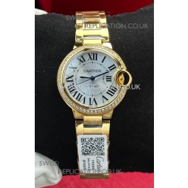 Ballon De Cartier Automatic 33MM Yellow Gold Super Clone Watch 