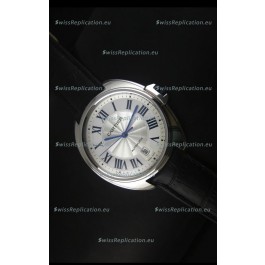 Cle De Cartier Watch 40MM Steel Case with Leather Steap - 1:1 Mirror Replica Watch