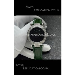 Franck Muller Double Mystery Swiss Quartz Watch in Steel Diamonds Casing