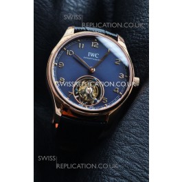 IWC Portuguese Tourbillon Rose Gold Blue Dial Super Clone Watch 