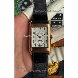 Jaeger-LeCoultre Reverso Tribute Duoface Rose Gold White & Grey Dial Super Clone Watch 