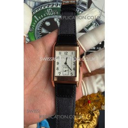 Jaeger-LeCoultre Reverso Tribute Duoface Rose Gold White & Black Dial Super Clone Watch 