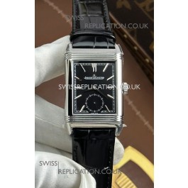 Jaeger LeCoultre Reverso Tribute Duoface Black/Steel Dial Super Clone Watch 