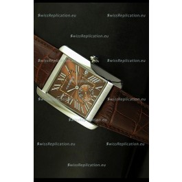 Cartier Tank Anglaise Japanese Replica Watch 34MM - Brown Dial Steel Case