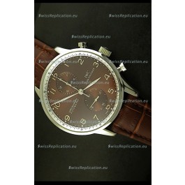 IWC Portuguese Chronograph Swiss Replica Watch in Steel Case - 1:1 Mirror Replica Edition