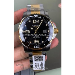 Longines HydroConquest Black Dial Two Tone Super Clone Watch 
