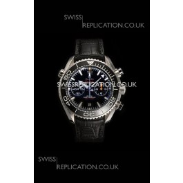 Omega Speedmaster Planet Ocean Black Dial Leather Strap Super Clone Watch 