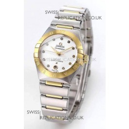 Omega Constellation 29MM Two Tone Yellow Gold White Dial Automatic Super Clone Watch 