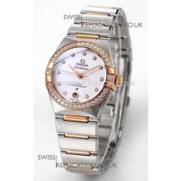 Omega Constellation 29MM Two Tone Rose Gold White Dial Automatic Super Clone Watch 