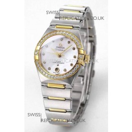 Omega Constellation 29MM Two Tone Yellow Gold White Dial Automatic Super Clone Watch 