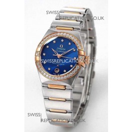 Omega Constellation 29MM Two Tone Rose Gold Blue Dial Automatic Super Clone Watch 