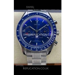 Omega Speedmaster Moonphase Blue Dial Steel Strap Super Clone Watch 