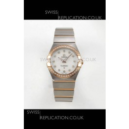 Omega Constellation 28MM Two Tone Rose Gold Pearl Dial QUARTZ Super Clone Watch 