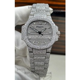 Patek Philippe Nautilus 7118/1450G-001 35MM Custom moissanite Casing and Dial 