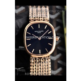 Patek Philippe Golden Ellipse 5738/1R-001 Rose Gold Black Dial Super Clone Watch 