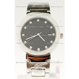 Bvlgari Quartz Japanese Silver Watch in Black Dial