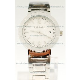 Bvlgari Quartz Japanese Steel Watch in White Dial
