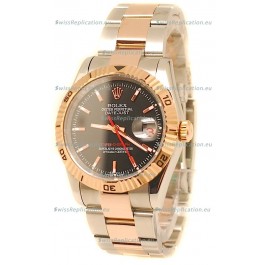 Rolex Datejust Turn O Graph Japanese Rose Gold Watch in Black Dial