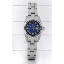 Rolex DateJust - Silver Lady's Swiss Replica Watch in Dark Blue Dial