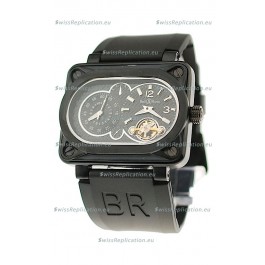 Bell and Ross BR Minuteur Tourbillon PVD Japanese Watch in Black Dial