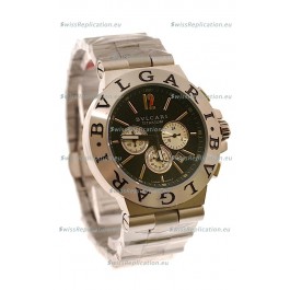 Bvlgari Diagono Mens Scuba japanese Replica Watch in Black Dial