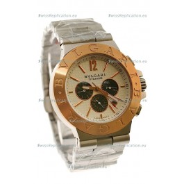 Bvlgari Diagono Mens Scuba japanese Replica Watch in Cream Carbon Dial