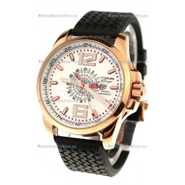 Chopard 1000 Miglia GT XL GMT Japanese Replica Gold Watch in White Dial
