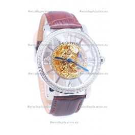 Ronde De Cartier Skeleton Watch in Diamond Bezel