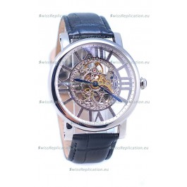 Ronde De Cartier Skeleton Silver Japanese Replica Watch 