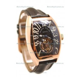 Franck Muller Aeternitas Tourbillon Swiss Replica Gold Watch in Black Dial