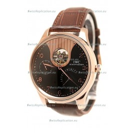 IWC Portuguese Tourbillon Mystere Japanese Replica Rose Gold Watch 