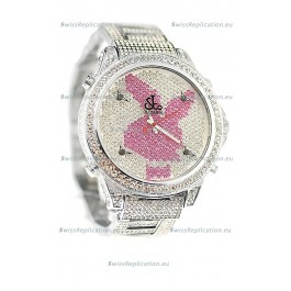 Jacob & Co Diamond Japanese Replica Watch in Pink/White Dial