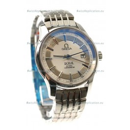 Omega Co Axial De Ville Hour Vision Swiss Replica Watch in White Dial
