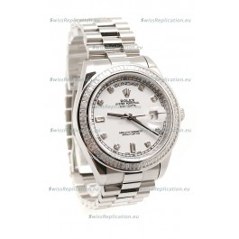 Rolex Day Date Silver Japanese Mens Watch