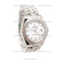 Rolex Day Date Silver Swiss Mens Watch