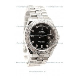 Rolex Day Date Silver Japanese Mens Watch