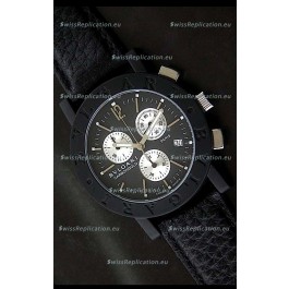 Bvlgari Carbongold Japanese Replica Quartz PVD Watch in Black Dial