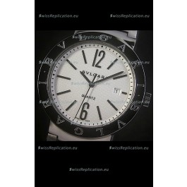 Bvlgari Diagono Japanese Replica Quartz Watch in White Dial