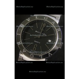 Bvlgari Diagono Japanese Replica Quartz Watch in Black Dial