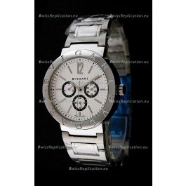 Bvlgari Diagono Japanese Replica Quartz Watch in White Dial