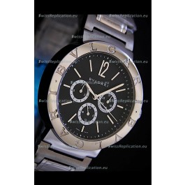 Bvlgari Diagono Japanese Replica Quartz Watch in Black Dial
