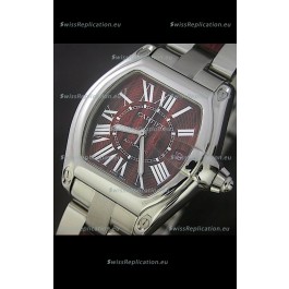 Cartier Roadster Japanese Replica Watch in Red Wine Dial